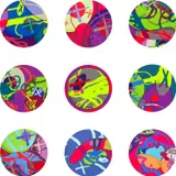 Kaws, THE NEWS, the complete set of 9 screenprints in colours on wove paper with title page and original red linen-covered portfolio box