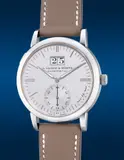 A. Lange & Söhne, An elegant and attractive platinum wristwatch with small seconds, date indication, zero-reset function, guarantee and presentation box, Circa 2000s