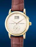 A. Lange & Söhne, A fine and attractive yellow gold wristwatch with small seconds, date indication and champagne dial, Circa 2000s