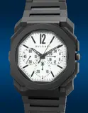 Bulgari, A very fine, attractive and “like-new” limited edition ultra slim black ceramic dual-time chronograph wristwatch with luminous dial, bracelet, warranty and presentation box, one of a limited edition of 30 pieces, made for Revolution and The Rake