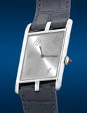 Claude Moliterni, A rare, fine and attractive limited edition platinum asymmetrical wristwatch with warranty and presentation box, numbered 71 of a limited edition of 100 pieces