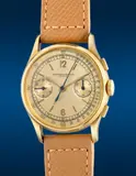 Vacheron Constantin, A very attractive and rare yellow gold chronograph wristwatch with two-toned champagne dial and tachymeter scale, 1944