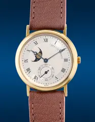 Breguet, A fine and attractive yellow gold wristwatch with small seconds, moonphases and presentation box, Circa 1990s