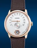 Chanel, A fine and elegant limited edition beige gold wristwatch with jumping hour, retrograde minutes, small seconds and presentation box, numbered 16 of a limited edition of 300 pieces, Circa 2016