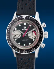 Nivada Grenchen, An attractive and "like-new" limited edition stainless steel chronograph wristwatch with reverse panda dial, guarantee and presentation box, numbered 17 of a limited edition of 25 pieces, Circa 2021