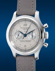 Franck Muller, A rare and early limited edition stainless steel chronograph wristwatch with two-tone silvered dial, certificate and presentation box, numbered 5 of a limited edition of 50 pieces, Circa 1996