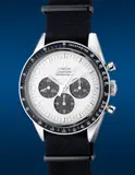 Omega, A fine and attractive numbered edition stainless steel chronograph wristwatch with two-tone dial, warranty, additional dial with set of hands and presentation box, Circa 2019