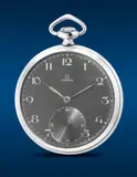 Omega, A well-preserved and attractive stainless steel chronograph pocket watch with small seconds, 1944