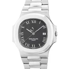Patek Philippe, An important and attractive stainless steel wristwatch with center seconds, date, power reserve, Roman numerals, bracelet, Certificate of Origin and presentation box, Circa 2002