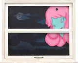 Okokume, Peek-a-boo, 2018, acrylic on board, in artist's frame