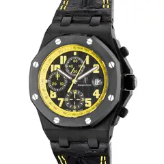 Audemars Piguet, A rare and attractive forged carbon chronograph wristwatch with black ceramic bezel, date, warranty and presentation box, Circa 2013