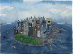 Chiho Aoshima, Gulf City, 2008, watercolor, colour pencil and glue on paper