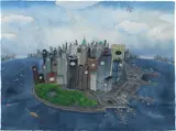Chiho Aoshima, Gulf City, 2008, watercolor, colour pencil and glue on paper