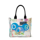 Bag by Takashi Murakami and Virgil Abloh, 2018, acrylic on cotton canvas with polyester lining and leather handle, sold Mar 2022