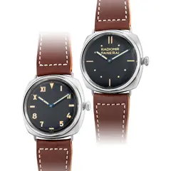 Panerai, An attractive and “new-old-stock” limited edition set of stainless steel wristwatches with certificate and presentation box, made in a limited edition of 750 pieces, Circa 2013