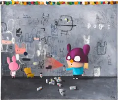 Edgar Plans, Dogs, 2018, mixed media on canvas