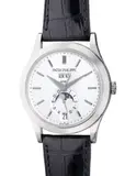 Patek Philippe, A fine and attractive white gold annual calendar wristwatch with center seconds, moon phases, Certificate of Origin and presentation box