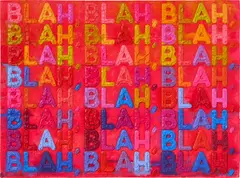 Blah, Blah, Blah by Mel Bochner, 2021, monoprint in oil with collage, engraving and embossment on handmade paper, sold Sep 2022