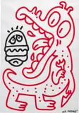 Sam Cox, Dino Dinner, acrylic on paper