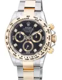 Rolex, A fine, attractive and “new-old-stock” two tone yellow gold and stainless steel chronograph wristwatch with diamond indexes, bracelet, guarantee and presentation box