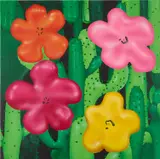 Philip Colbert, Flower Study From The Lobster Land Museum (Orange, Pink, Fuchsia Pink), 2019, oil and acrylic on canvas, in artist's frame