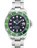 Rolex, A rare, well-preserved and attractive stainless steel diver’s wristwatch with green "flat four" bezel, center seconds, date, bracelet, guarantee and presentation box