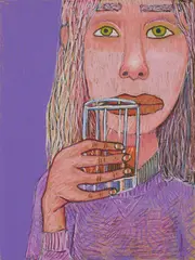 Brian Calvin, Untitled, 2017, ink, coloured pencil and pastel on paper