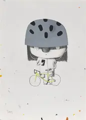 Edgar Plans, Cyclist, 2019, mixed media on paper