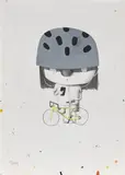 Edgar Plans, Cyclist, 2019, mixed media on paper