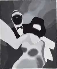 Dance Party by Tomoo Gokita, stenciled pulp painting with pochoir, sold Feb 2022