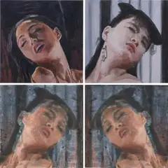 Li Qing, Images of Mutual Undoing and Unity · Lurk: (i) (photo, right); (ii) (photo, left); (iii) (left); (iv) (right), 2015, (i-ii) c-print, in artist's frame (iii-iv) oil on linen