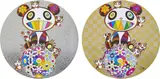 Two works: (i) Panda, Panda Cubs, and Flowerball; (ii) Panda with Panda Cubs by Takashi Murakami, offset print with cold stamp on paper, sold Feb 2022