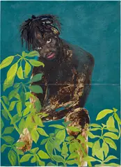 Gaze I by Amoako Boafo, 2018, oil on paper, sold Jun 2021