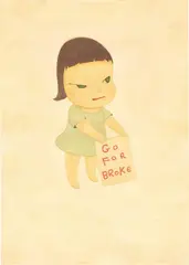 Missing in Action 2 by Yoshitomo Nara, 2002, acrylic on paper, sold Jun 2021
