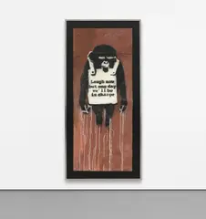 Banksy, Laugh Now Panel A, 2002, spray paint and emulsion on dry wall, in artist's frame