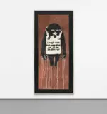 Banksy, Laugh Now Panel A, 2002, spray paint and emulsion on dry wall, in artist's frame