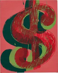 Dollar Sign by Andy Warhol, 1982, acrylic and silkscreen ink on canvas, sold Jun 2021