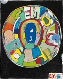 Eddie Martinez, Mini Mandala #14, 2017, acrylic, ink, oil and enamel on cardboard mounted on wood panel