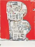 Eddie Martinez, BH Stacks #11 (Blockhead Goes to Japan), 2018, oil and acrylic on canvas