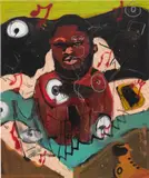 Jonathan Lyndon Chase, Listening to 2000’s, 2019, acrylic, glitter, marker, pastel, spray paint on muslin