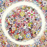 Takashi Murakami, Enso: The Sound of the Bell of Paired Sal Trees, 2015, acrylic on canvas mounted on aluminum frame