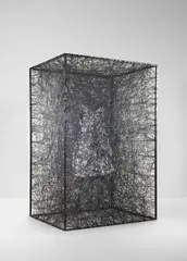 Trauma / Alltag by Chiharu Shiota, 2007, thread, steel, clothes, acrylic, sold Jun 2021