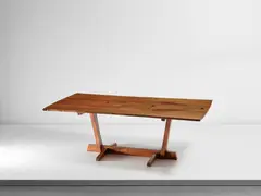 'Conoid' dining table by George Nakashima, 1968, American black walnut, four East Indian rosewood keys, sold Jun 2021