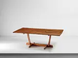 'Conoid' dining table by George Nakashima, 1968, American black walnut, four East Indian rosewood keys, sold Jun 2021