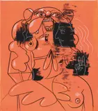 George Condo, Faces and Expressions, 2009, acrylic, chalk and pastel on paper