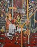 Rodel Tapaya, Capital B, 2017, acrylic on canvas