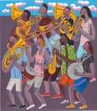 Kitti Narod, Trumpeters, 2020, oil on canvas