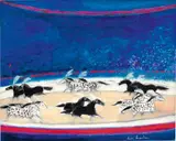 André Brasilier, Cavalcade au cirque, 2016, oil on canvas