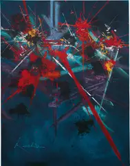 Georges Mathieu, Orages soumis, 1988, alkyd on canvas