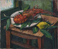 Liu Kang, Lobster & Lemon Still Life, 1930, oil on canvas